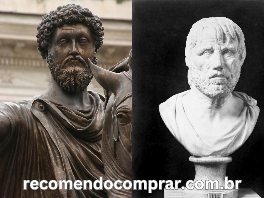 Estatuas de Marco Aurelio e Seneca para ilustrar artigo sobre os melhores livros sobre estoicismo