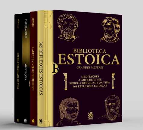 Biblioteca Estoica, uma coleção de 4 obras que abre a nossa lista dos melhores livros sobre estoicismo.